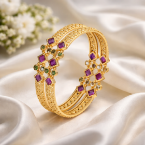Traditional Gold-Tone Stone Studded Bangles